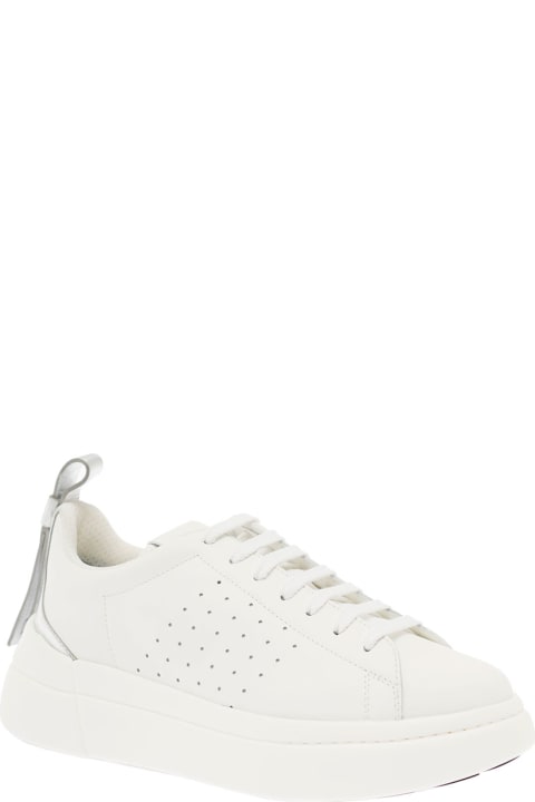 Red V Woman's Bowalk  White Leather Bicolor Sneakers