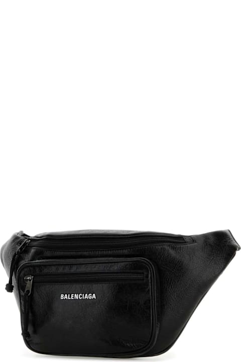 Bags for Men Balenciaga Black Leather Explorer Belt Bag