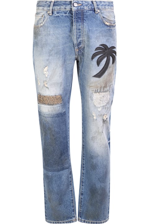 Fashion for Men Palm Angels Palm Tree Patchwork Jeans