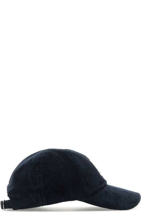 Emporio Armani Hats for Men Emporio Armani Midnight Blue Stretch Corduroy Baseball Cap