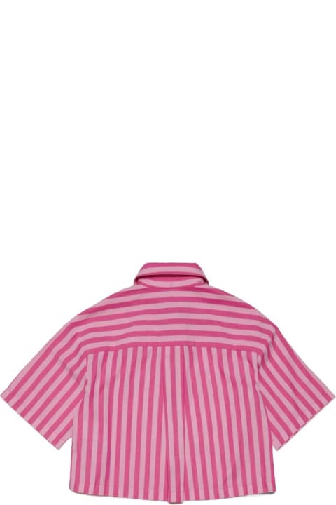Max&Co. Kids Max&Co. Pink Striped Poplin Crop Shirt With Logo