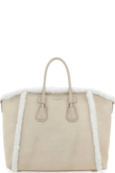 Bags Sale for Women Givenchy Sand Suede Small Antigona Sport Handbag