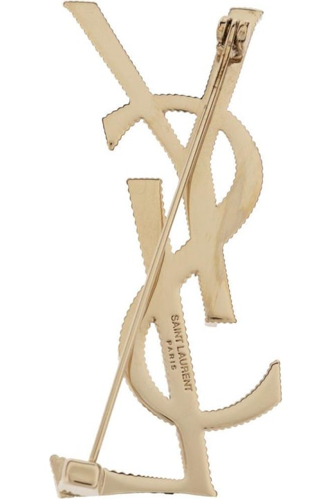 Saint Laurent Brooches for Women Saint Laurent Cassandre Logo Engraved Brooch