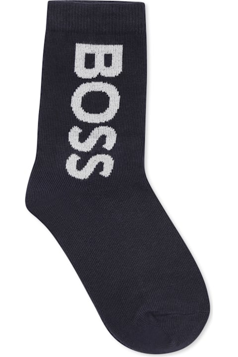 Hugo Boss Shoes for Boys Hugo Boss Blue Socks Set For Boy With Logo
