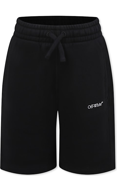 Off-White Bottoms for Boys Off-White Black Shorts For Boy With Logo