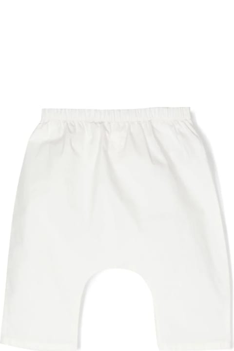 Topwear for Baby Boys Teddy & Minou White Stretch Cotton Trousers With Drawstring
