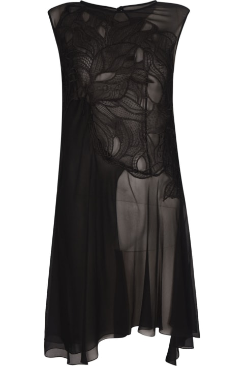 Alberta Ferretti for Women Alberta Ferretti Asymmetric Sleeveless Lace Paneled Dress