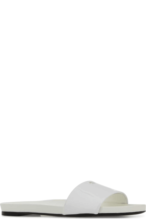 Prada White Leather Slippers