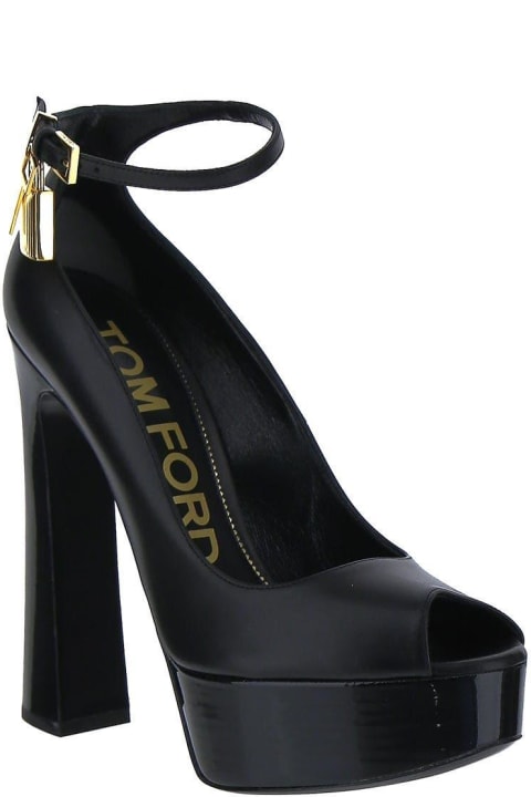 Shoes Sale for Women Tom Ford Leather Peep Toe Platform Pump
