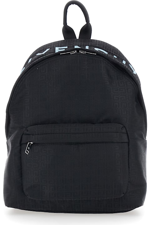 Homeware Givenchy Black Backpack With All-over Logo Motif And Embroidered Logo On The Front In Tech Fabric Boy