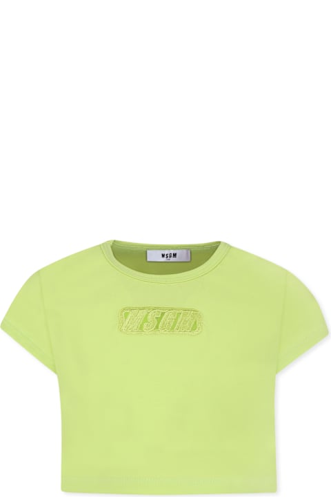 Homeware MSGM Green Crop T-shirt For Girl With Logo
