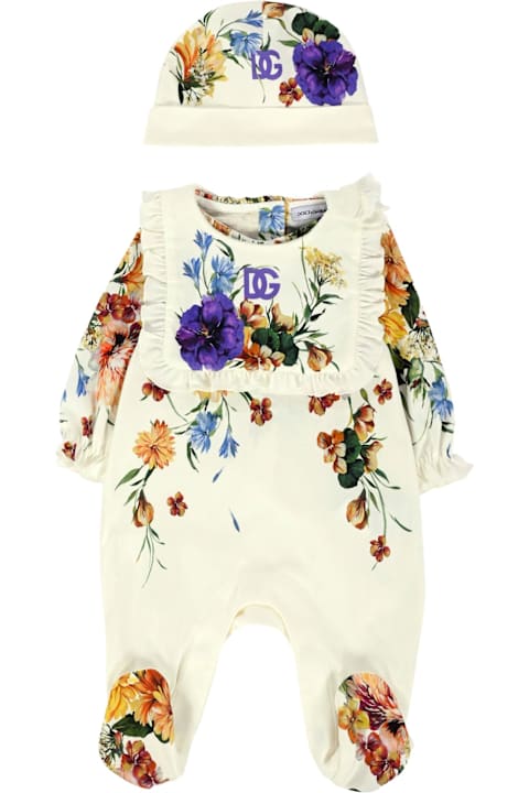 Homeware Dolce 
Gabbana Ivory Babygrow Set For Baby Girl With Floral Print