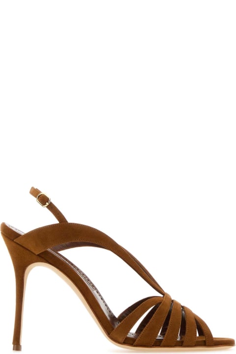Manolo Blahnik Shoes for Women Manolo Blahnik Camel Suede Sardina Sandals