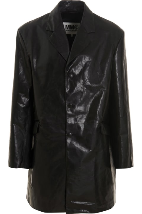 Coated Leather Coat