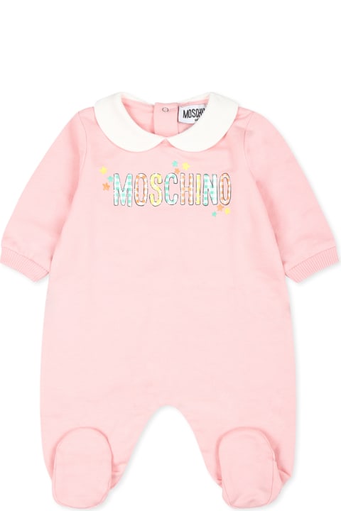 Fashion for Baby Girls Moschino Pink Set Babygrow For Baby Girl With Teddy Bear