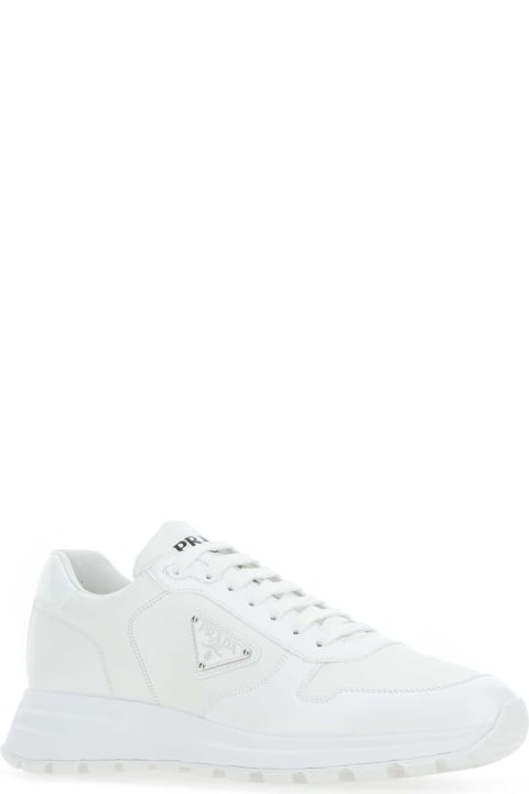 Shoes for Men Prada White Re-nylon And Leather Sneakers