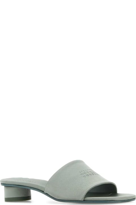 MM6 Maison Margiela Powder Blue Satin Anatomic Numeric Mules