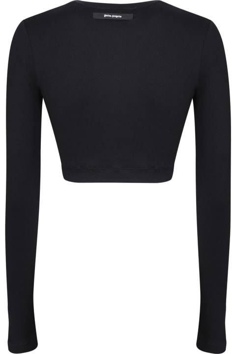 Palm Angels Topwear for Women Palm Angels Crewneck Long-sleeved Cropped Top