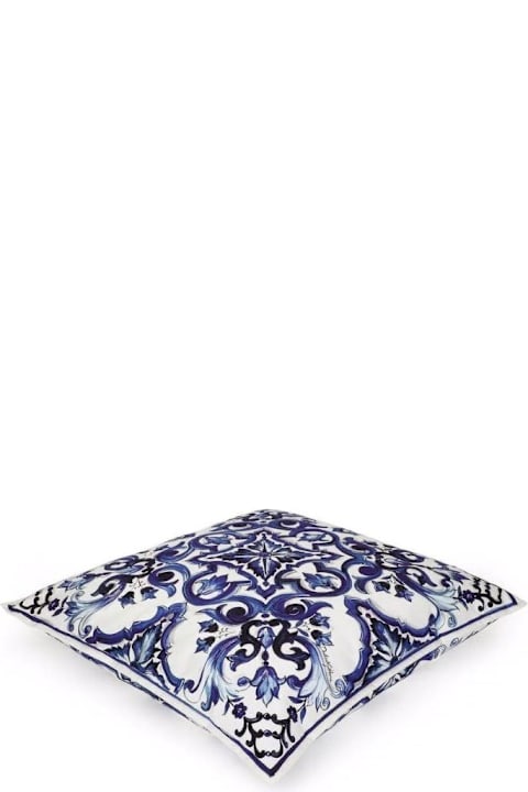 Home Décor Dolce & Gabbana Cuscino In Cotone 60cm Mediterranean Blue