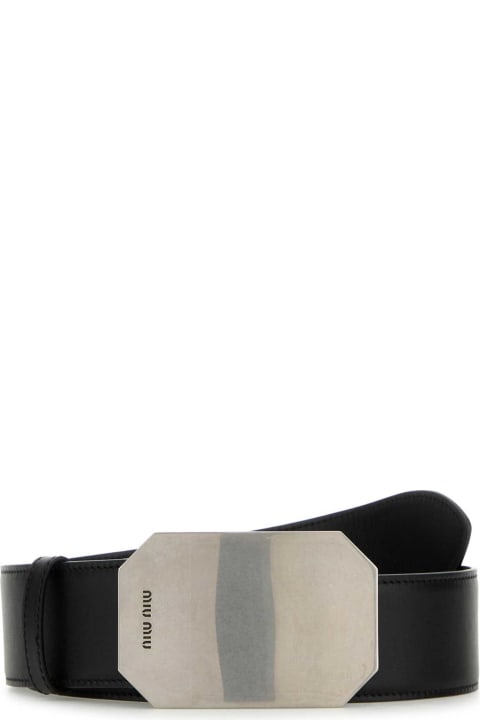 Miu Miu إكسسوارات لـ السيدات Miu Miu Black Leather Belt