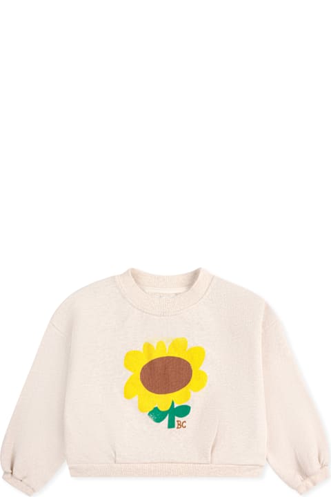 Homeware Bobo Choses Ivory Crop Sweatshirt For Girl With Sunflower