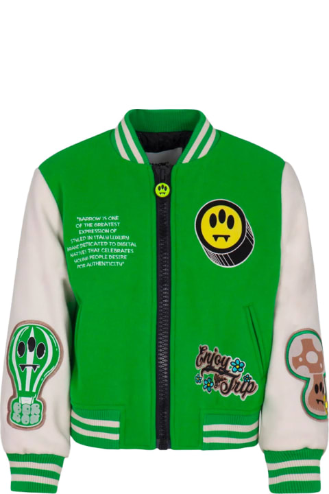 Coats & Jackets for Boys Barrow Green And White College Bomber Jacket