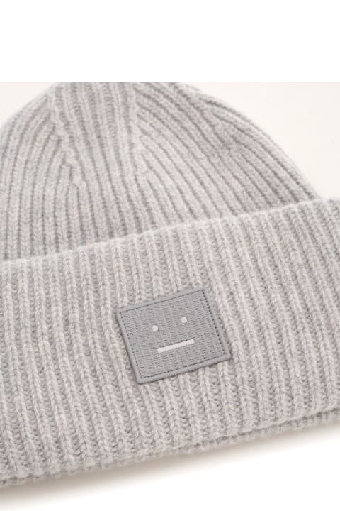 Acne Studios Hats for Women Acne Studios Face Logo Patch Ribbed Beanie