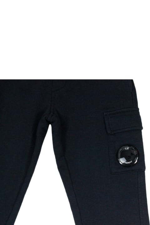 C.P. Company Bottoms for Boys C.P. Company Jogging Trousers In Cotton Fleece With Drawstring At The Waist And Pocket With Magnifying Glass On The Leg