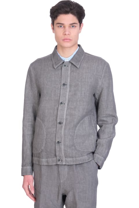 Casual Jacket In Grey Linen