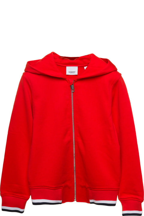 Burberry Topwear for Boys Burberry Red Hoodie With College-style Logo Print At The Back In Cotton Boy
