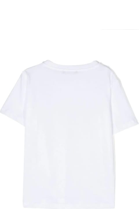 Balmain for Kids Balmain White T-shirt With Light Green Logo On Chest