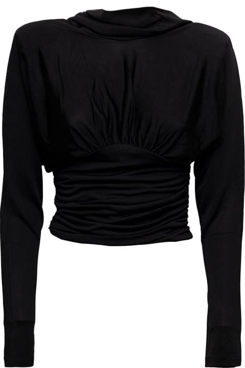 ウィメンズ新着アイテム Saint Laurent Woman's Stretch Jersey Long-sleeved Top With Back Uncovered