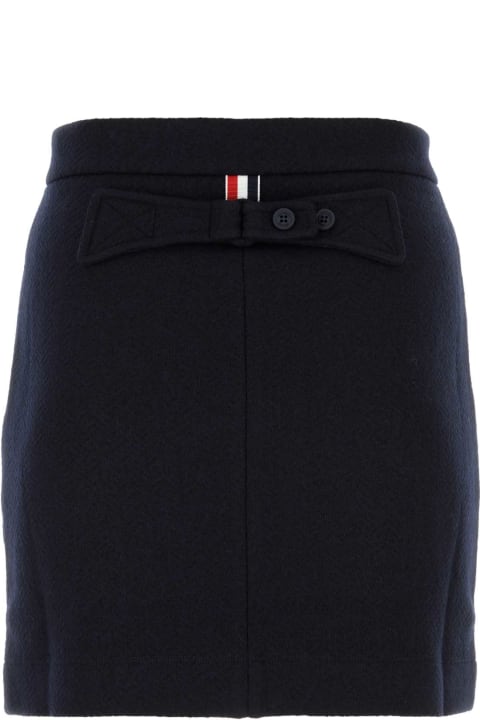 Skirts for Women Thom Browne Navy Blue Cotton Blend Mini Skirt