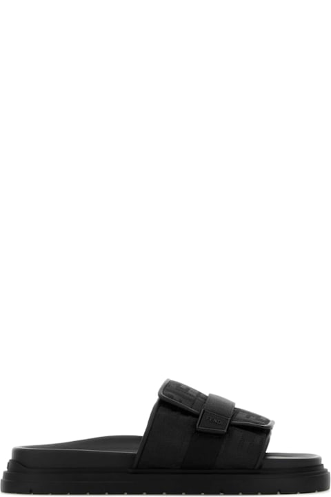 Fendi Black Fabric Chunky Slippers