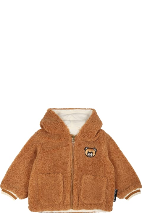 Moschino for Kids Moschino Brown Coat For Babykids With Teddy Bear