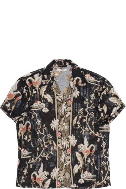 Bowling Shirt With Floral Motif