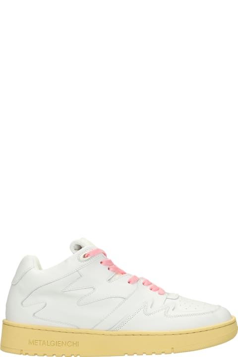 Neon Sneakers In White Leather
