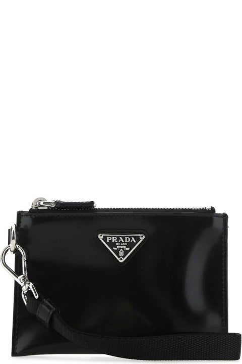 Bags for Men Prada Black Leather Pouch
