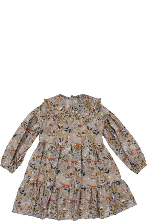 Dresses for Girls Il Gufo Fox Patterned Dress With Maxi Collar