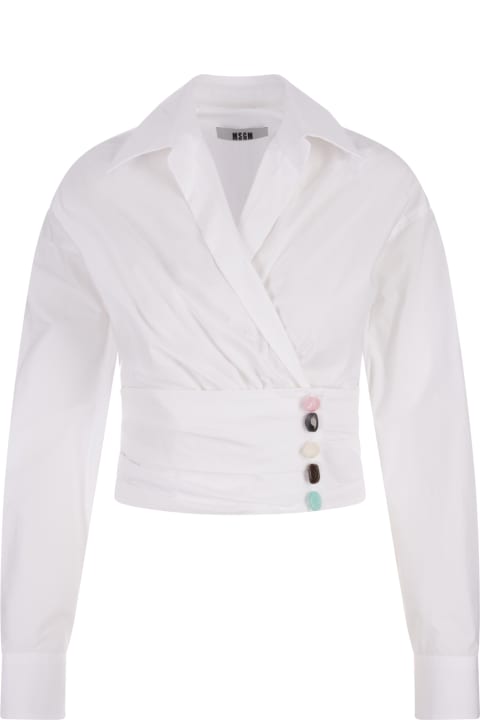 Clothing for Women MSGM White Short Shirt With Decoration