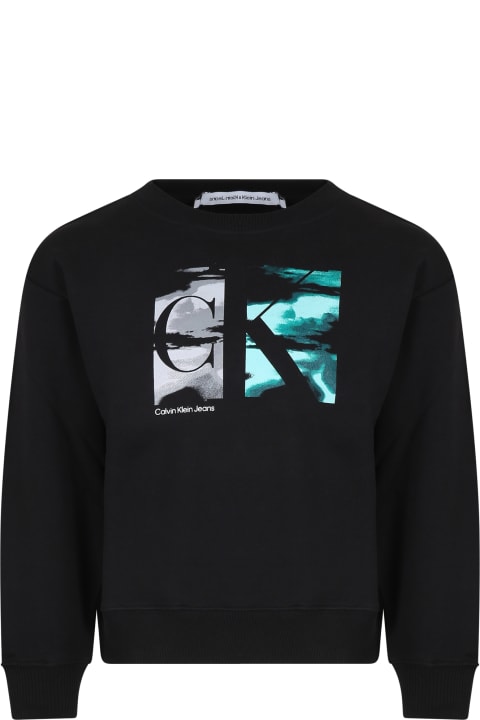 Fashion for Girls Calvin Klein Black Sweatshirt For Kids With Logo And Print