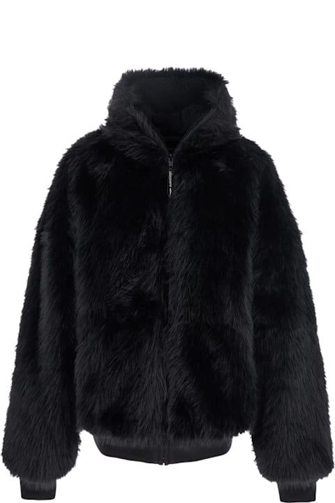 Coats & Jackets for Women Balenciaga Ski Zip Up Hoodie Fake Fur Look