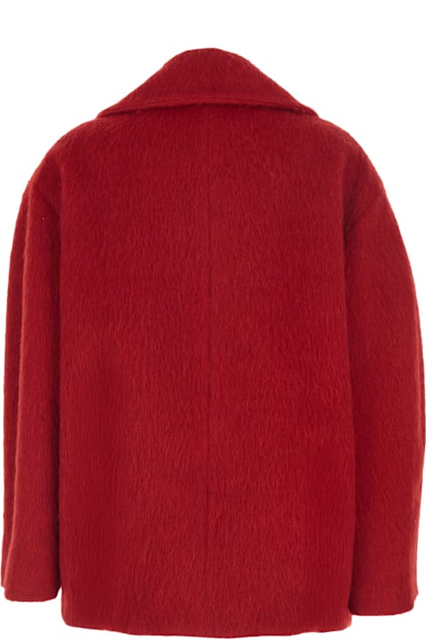 MSGM for Kids MSGM Red Double-breasted Coat With Wide Notched Revers In Wool Blend Woman