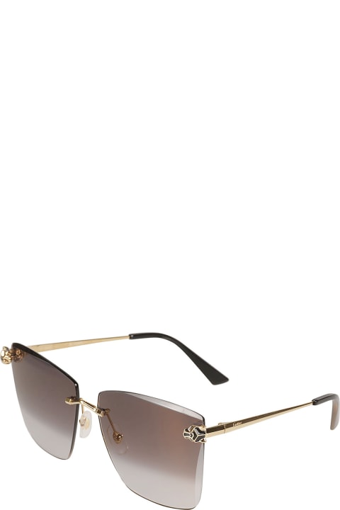 ウィメンズ アイウェア Cartier Eyewear Square Rimless Sunglasses