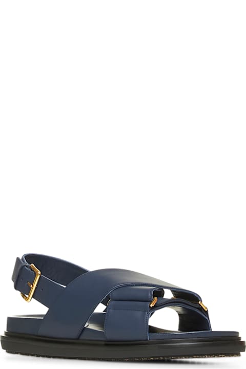 Marni Sandals for Women Marni Blue Leather Fussbett Sandals Marni
