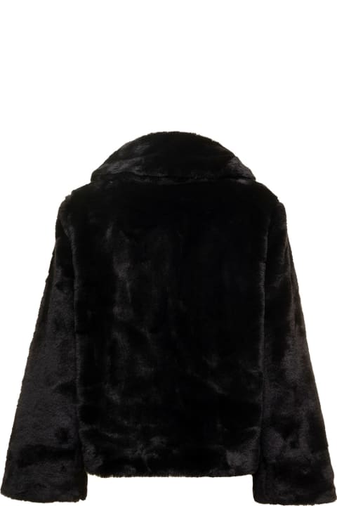 'mona2' Black Belted Faux Fur Coat Woman Apparis