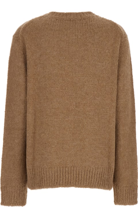 Homeware Jil Sander Oversized Beige Sweater With Ribbed Trim In Wool Woman
