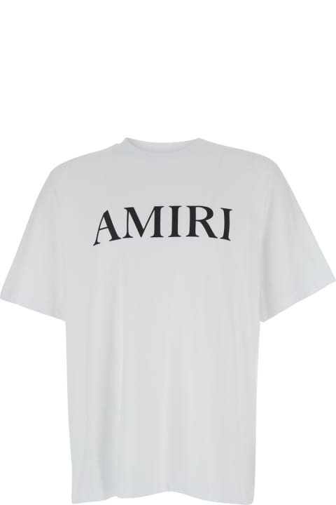 Homeware AMIRI White Crewneck T-shirt With Logo Lettering Print In Cotton Man