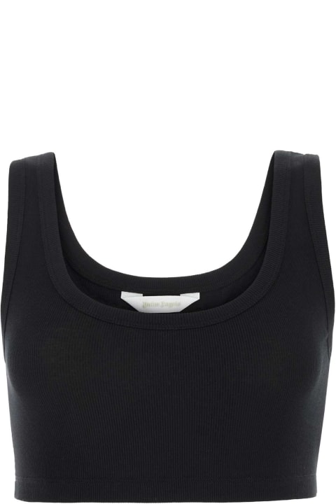 Palm Angels Topwear for Women Palm Angels Black Stretch Cotton Crop Top