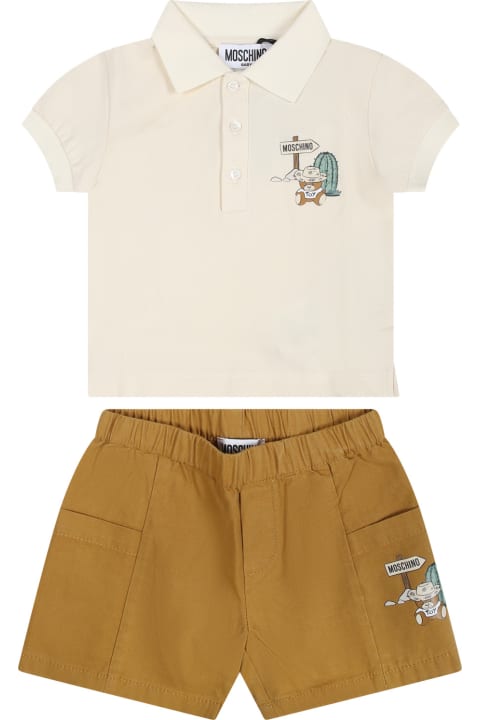 ベビーガールズ ボトムス Moschino Multicolor Set For Boy With Teddy Bear Print And Logo